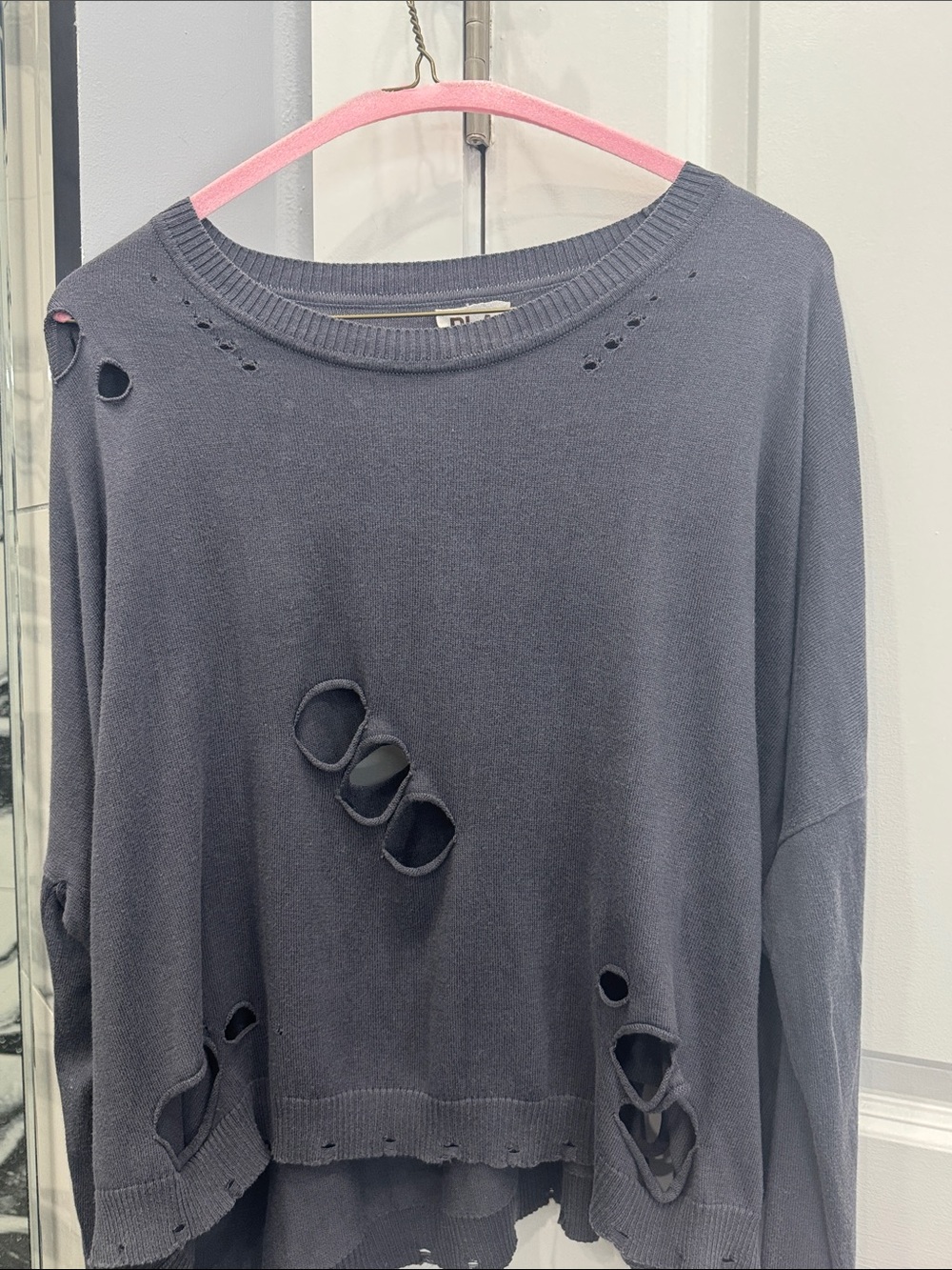 Distressed Charcoal Women's Pullover Sweatshirt